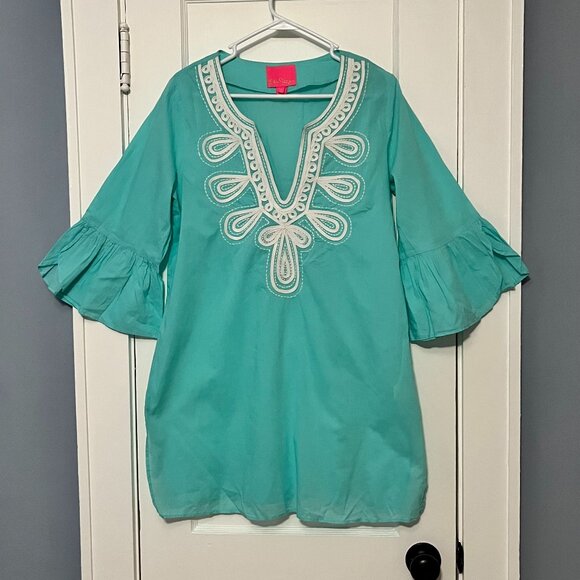 Lilly Pulitzer Tops - Lilly Pulitzer tunic top size medium teal embroidered beachy lightweight preppy
